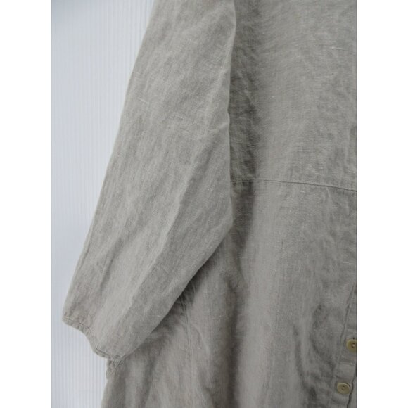 Flax Dress XL Linen Tunic Shirt Button Up Lagenlook Cottagecore * - Picture 3 of 14